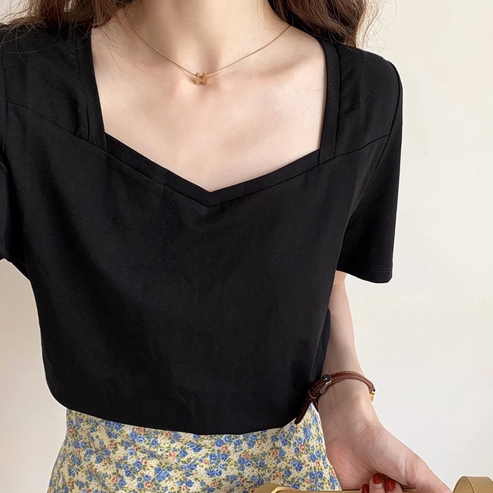 Áo Thun Nữ Cổ Chữ V Tay Ngắn Phong Cách Mùa Hè Mới 44479