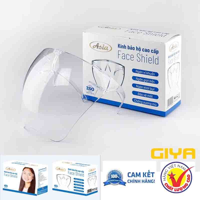 Kính bảo hộ ASIA face shield phòng chống giọt bắn, chống bui mưa đi xe máy màu trong suốt