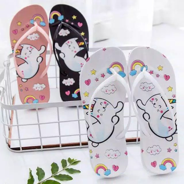 Sandal JEPIT MOTIF PANDA hình mèo nhiều màu sắc vui nhộn