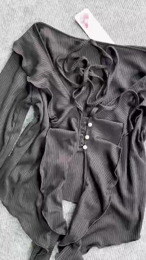 Áo croptop kiểu tua rua, áo nữ thun body kiểu dáng hàn quốc VD871 | BigBuy360 - bigbuy360.vn