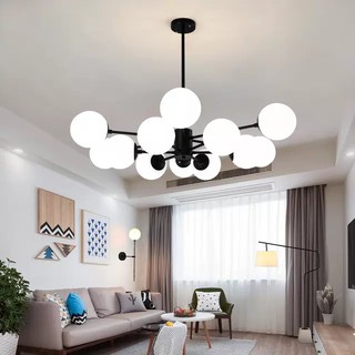 Đèn thả chao tròn 12 tay bóng trang trí nội thất cao cấp, đèn trang trí phòng khách 12 bóng