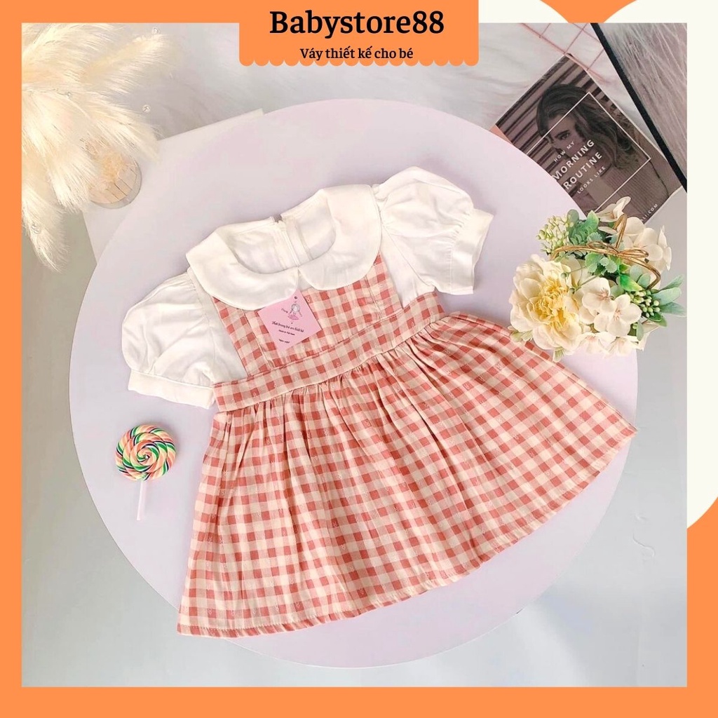 Đầm cho bé gái sơ sinh, 0,1,2,3,4,5,6,7,8 tuổi Babystore88, Váy bé gái cộc tay mùa hè hàng thiết kế V30