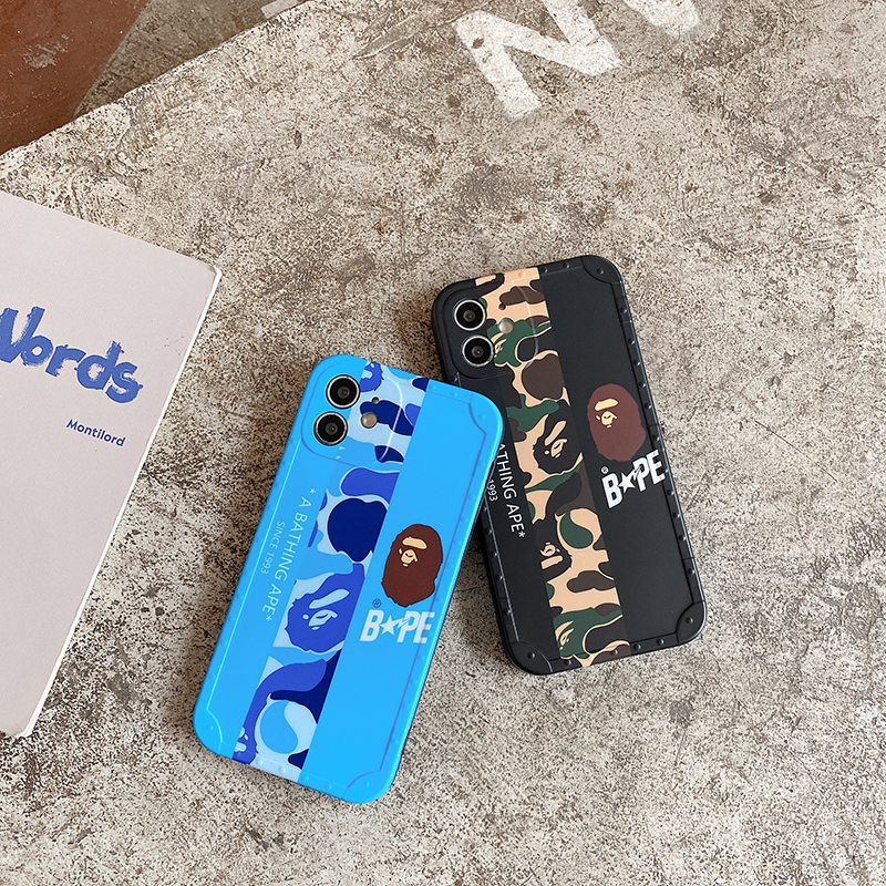 Ốp điện thoại nhám nền họa tiết Bape cho Iphone 13 11 12 Pro Max Xs Max XR 7 8 se2020 8Plus