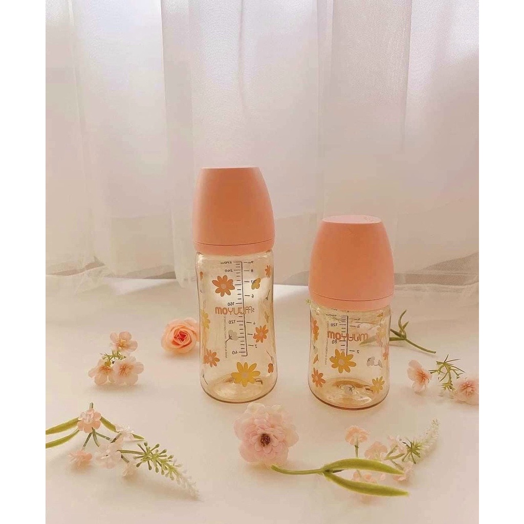 Moyuum Daisy Hoa cúc nắp hồng 170ml 270ml, Bình sữa moyuum Hoa Daisy Hàn Quốc chính hãng
