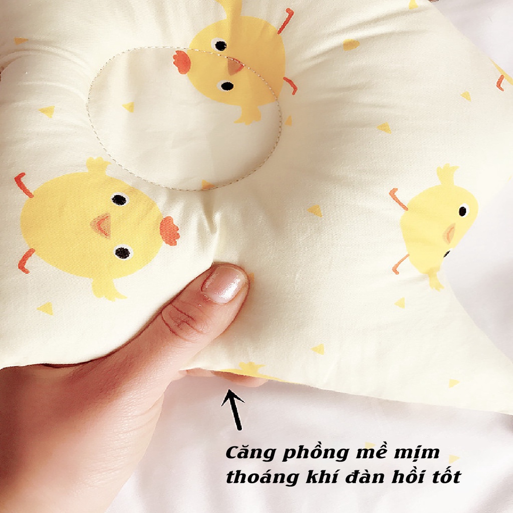 Gối lõm cho trẻ sơ sinh chống bẹp méo đầu vải Cotton an toàn cho bé thết kế hình đám mây