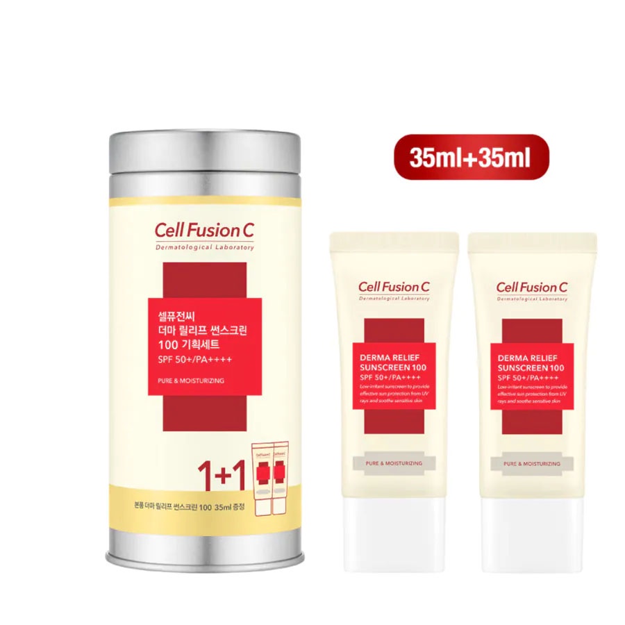 Kem Chống Nắng Cell Fusion C Cho Mọi Loại Da Derma Relief Suncreen 100 SPF 50+/PA++++ (35ml+35ml)