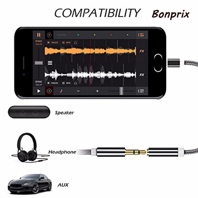 Dây cáp chuyển đổi từ giắc cắm Type C sang giắc cắm âm thanh tai nghe mic 3.5mm