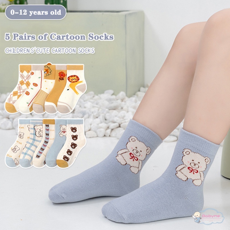 Set 5 Đôi Tất Cotton Hoạ Tiết Hoạt Hình Cho Bé