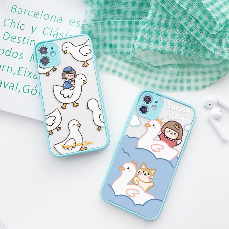 Ốp lưng iphone YuAn & Duck nhám viền nổi cong 5/5s/6/6plus/6s/6splus/7/7plus/8/8plus/x/xr/xs/11/12/pro/max/plus/promax | BigBuy360 - bigbuy360.vn