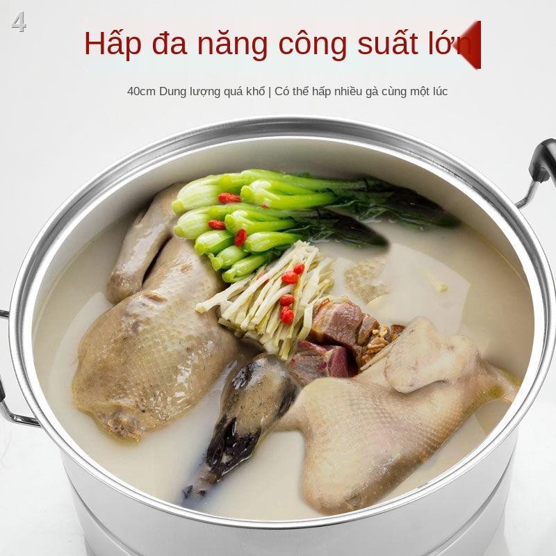 Nồi hấp hai lớp inox dày dặn gia dụng ba canh cỡ lớn bún cá bếp từ ga