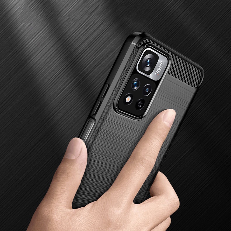 Ốp lưng dẻo Xiaomi Redmi Note 11, Note 11s, Note 11 Pro, Note 11 Pro 5G vân cacbon chống sốc, chống vân tay Rugger Amor