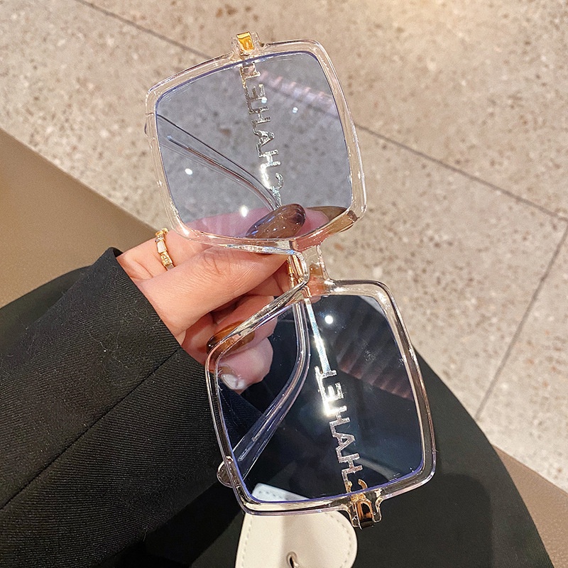 Kính Mát Gọng Vuông Lớn Đính Đá Màu Sắc Thời Trang Cho Nữ