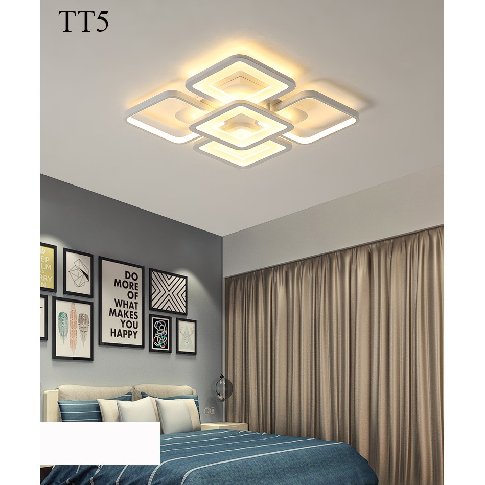 Đèn ốp trần đèn áp trần trang trí phòng khách phòng ngủ có kèm điều khiển từ xa phân tầng 3 chế độ sáng mẫu TT5