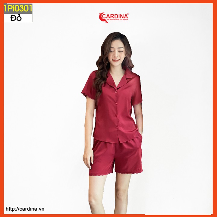 Đồ bộ pijama nữ CARDINA chất lụa satin Nhật cộc tay cao cấp viền ren mềm mại thoáng mát 1Pi03. | BigBuy360 - bigbuy360.vn