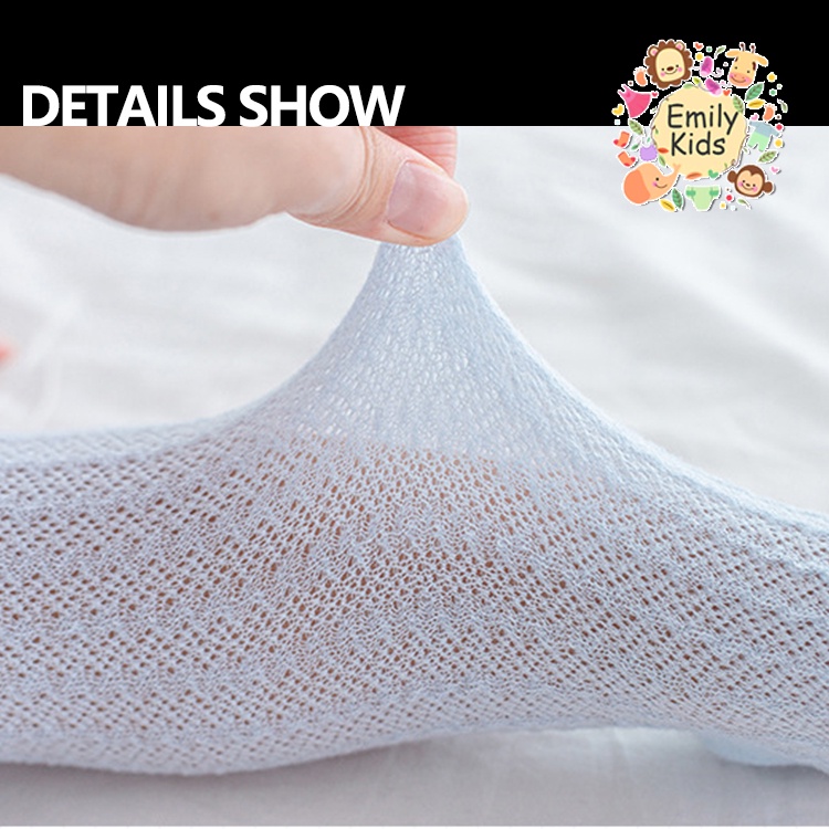 Vớ Cotton Cao Tới Gối Phối Lưới Thoáng Khí Thoải Mái Dễ Thương Cho Bé 0-3 Tuổi