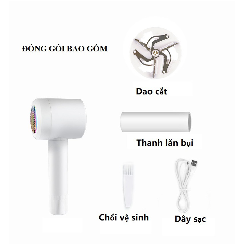 Máy cắt lông xù quần áo đa năng 2in1 có thể cắt xơ len vải và hút bụi, tích hợp đèn, không dây CEEKAY