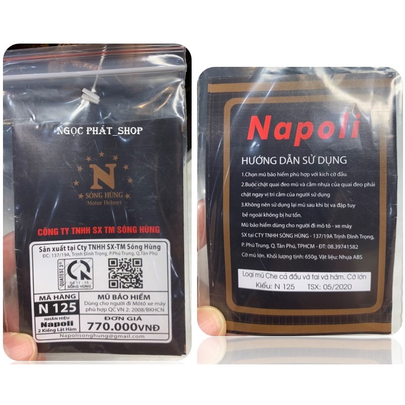 Mũ/nón bảo hiểm fullface NAPOLI LẬT CẰM+ 2 LỚP KÍNH [Hàng chính hãng]_Size XL(58-60cm)