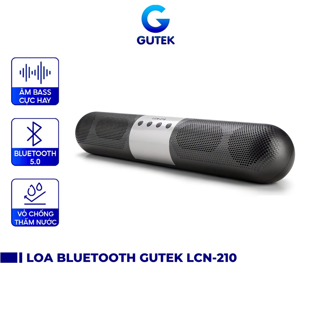 Loa bluetooth không dây Gutek LCN-210 nghe nhạc siêu bass công suất lớn hỗ trợ usb thẻ nhớ cổng 3.5mm