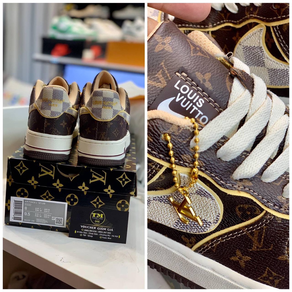 GIÀY THỂ THAO NAM NỮ CAO CẤP - N. AF LUVITON NÂU KÈM TAG