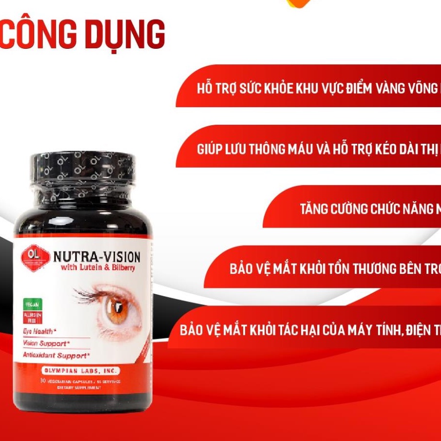 Viên Uống Bổ Mắt OLYMPIAN LABS Nutra-Vision Tăng Cường Thị Lực,Cho Đôi Mắt Khoẻ Mạnh