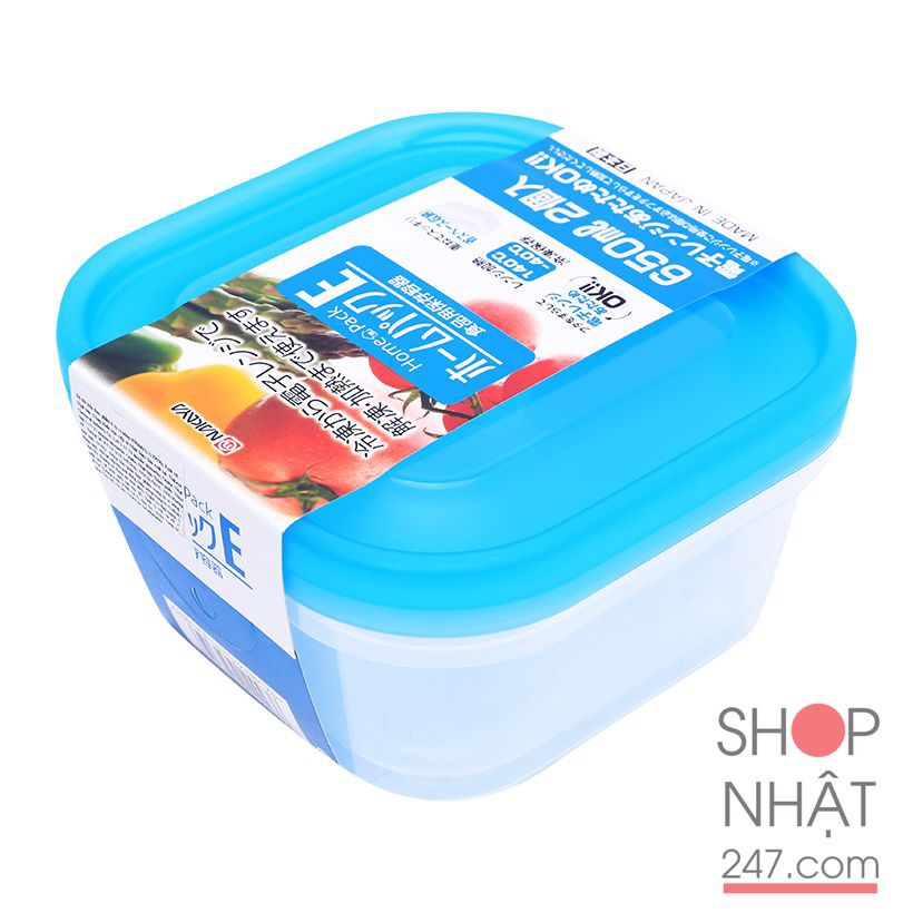 Set 2 Hộp đựng cơm văn phòng , hộp nhựa đựng thực phẩm thức ăn tủ lạnh, dùng lò vi sóng Nakaya 750ml màu xanh Nhật Bản