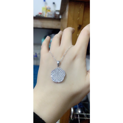 Mặt dây chuyền hoa full đá bạc thật NGỌC MẬU