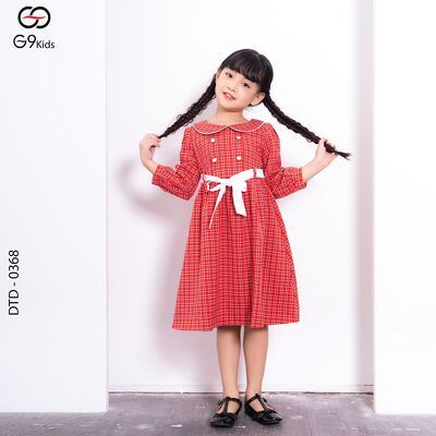 Váy bé tay dài 0368 G9moza với chất liệu kate