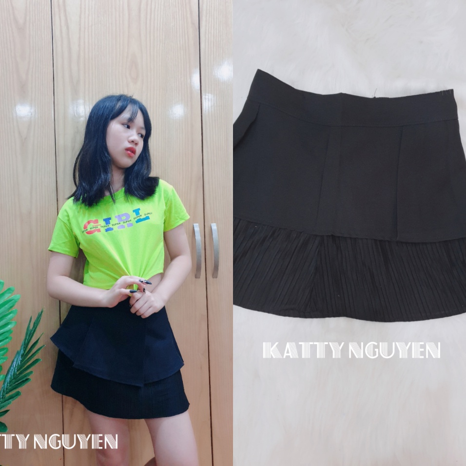 Chân váy ngắn xếp li 2 tầng KT252