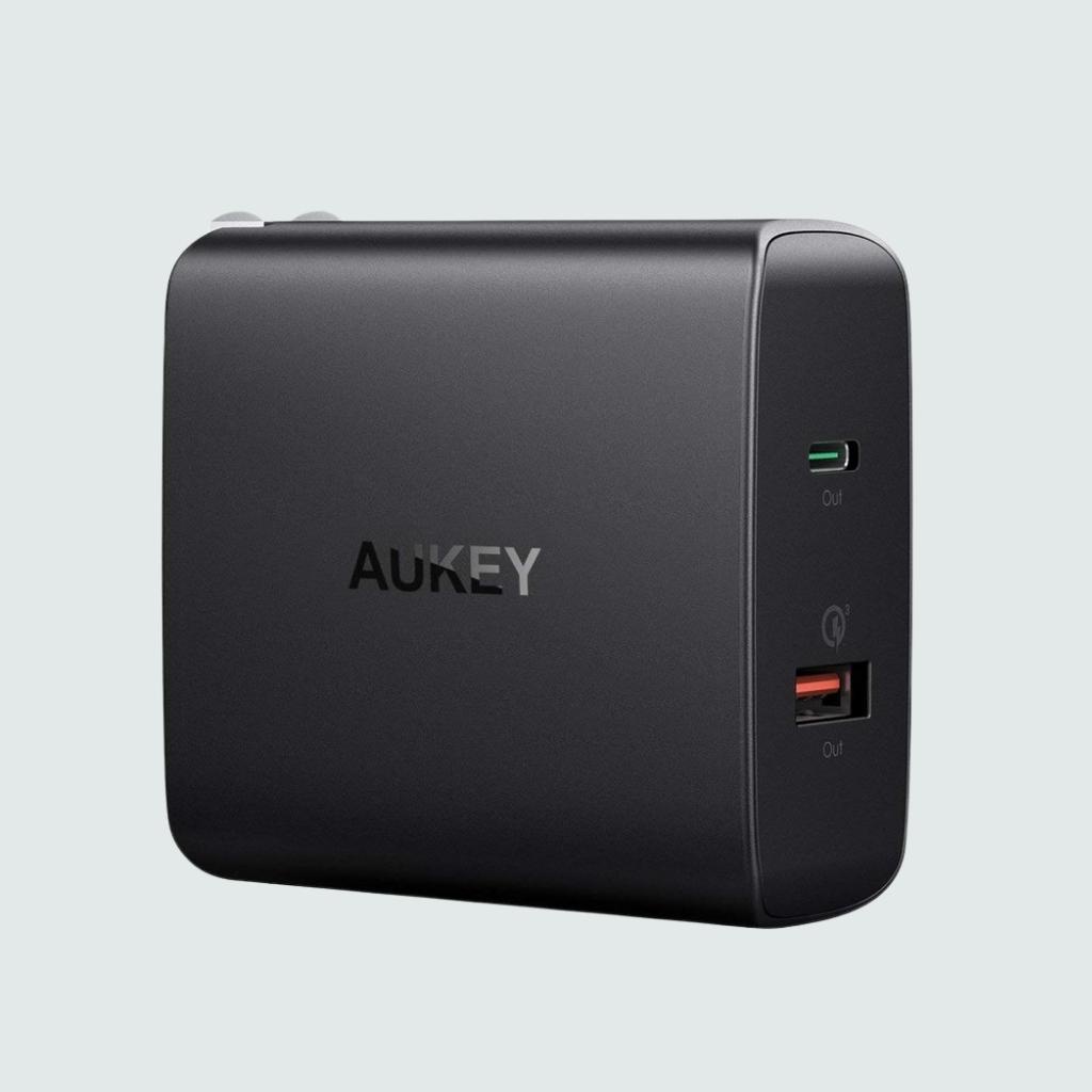 Củ sạc, Cốc sạc, Adapter sạc nhanh PD Type-C Aukey PA-Y11 2 cổng Quick Charge 3.0 + Power Delivery 3.0