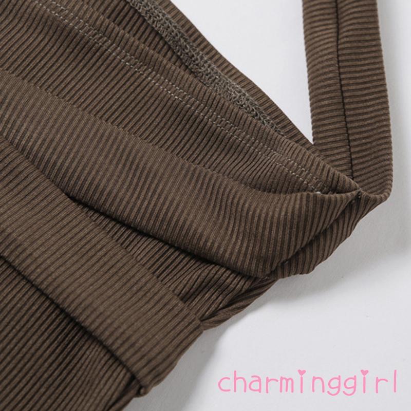 QAQ-Women´s Halter Camisole Letter Pattern Sleeveless Backless Bandage Slim Fit Vest Crop Tops