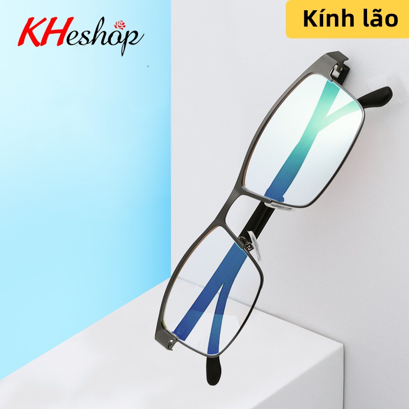Kính viễn thị gọng vuông kim loại TR90 chống ánh sáng xanh, , tròng chất liệu nhựa thông mã Y8049