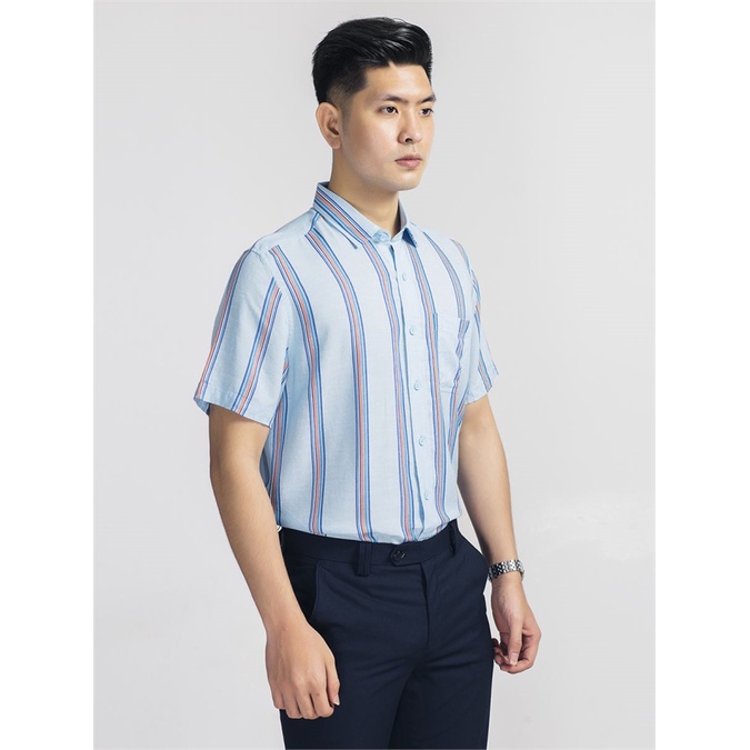 Sơ mi ngắn tay Aristino ASS069S8 sợi linen cao cấp siêu mát, kẻ siêu sang chảnh casual tà lượn