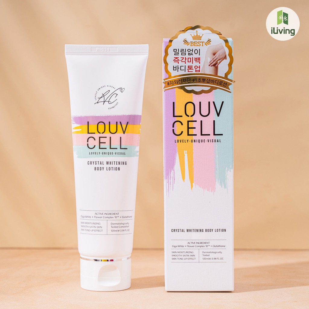 Combo kem dưỡng ẩm trắng da body Louv Cell Crystal Whitening Body Lotion (120ml+250ml) ILIVING-LOUDTBTC