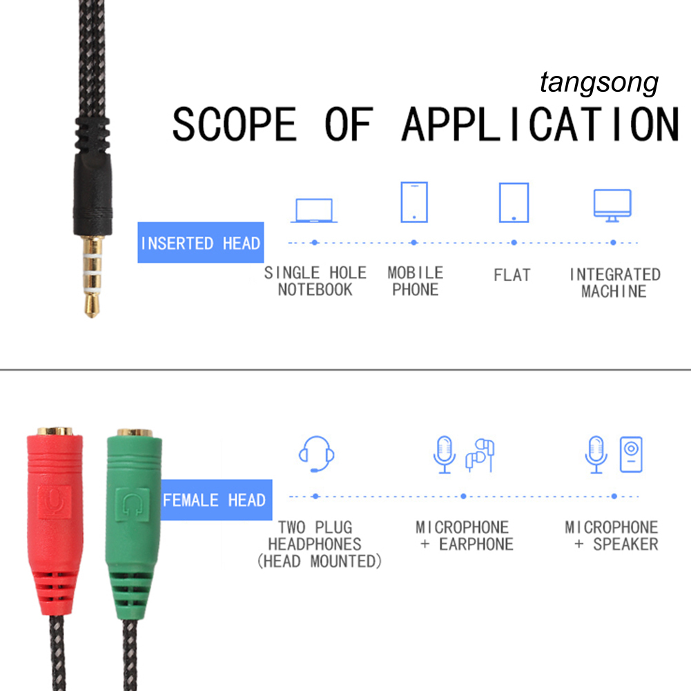 Cáp Chuyển Đổi Âm Thanh Từ Đầu Cắm 3.5mm Sang 2 Ổ Cắm