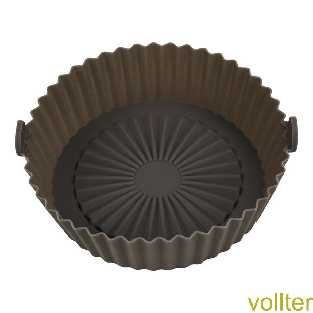 [Voll]Heat-Resistant Air Fryer Silicone Pot with Handle Reusable Liners Microwave Tray Vegetables Chicken Beef Baskets