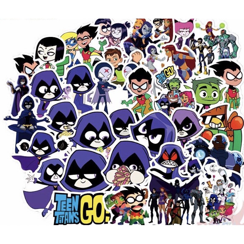 Sticker Teen Titans Go! set 30-60 cái decal ép lụa/ hình dán Teen Titans Go!