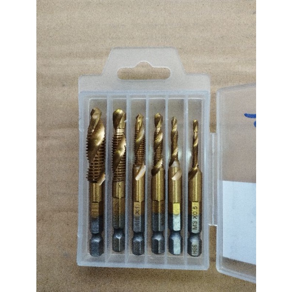 bộ 6 mũi taro ren M3-&gt;M10 SỊN bằng thép phủ titan tạo ren inox ( chính hãng)