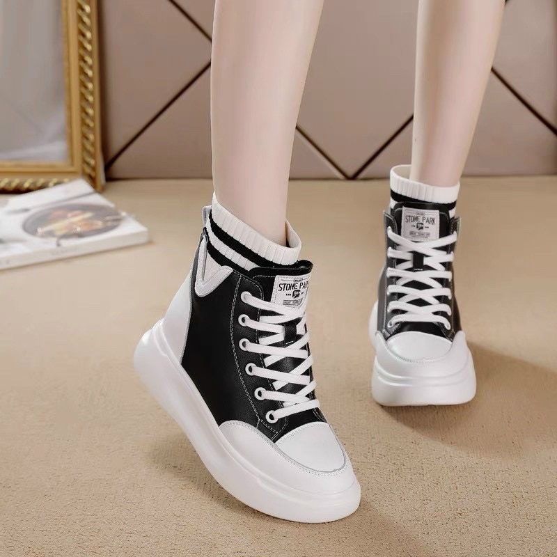 GIÀY BỐT CỔ CAO PHỐI LEN ĐẾ BÁNH MÌ 5 PHÂN