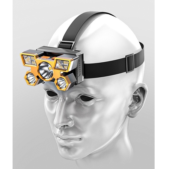 Đèn Pin Siêu Sáng, Đèn Pin Đội Đầu Đeo Trán 5 Bóng Led Siêu Bền Siêu Sáng ĐÈN AKIO