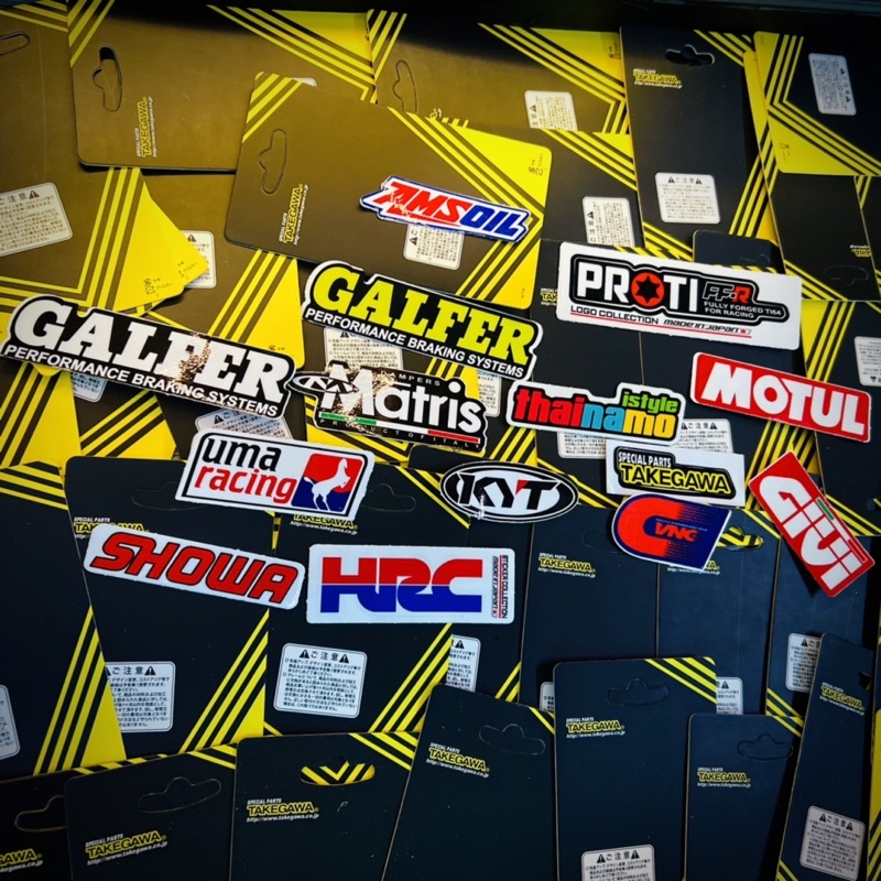 Bộ 14 Sticker Nhiều Thương Hiệu Nổi Tiếng Galfer,HRC,Motul,KYT,Uma Racing, Givi v.v Dán Trang Trí