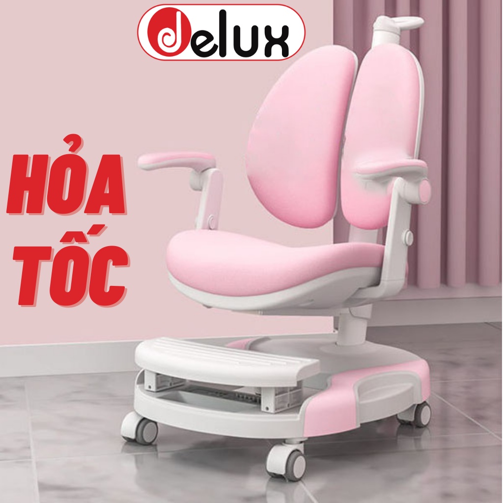 Ghế học sinh chống gù, chống cận giúp con có tư thế ngồi chuẩn, ghế ngồi học cho bé tăng chỉnh chiều cao Delux C7