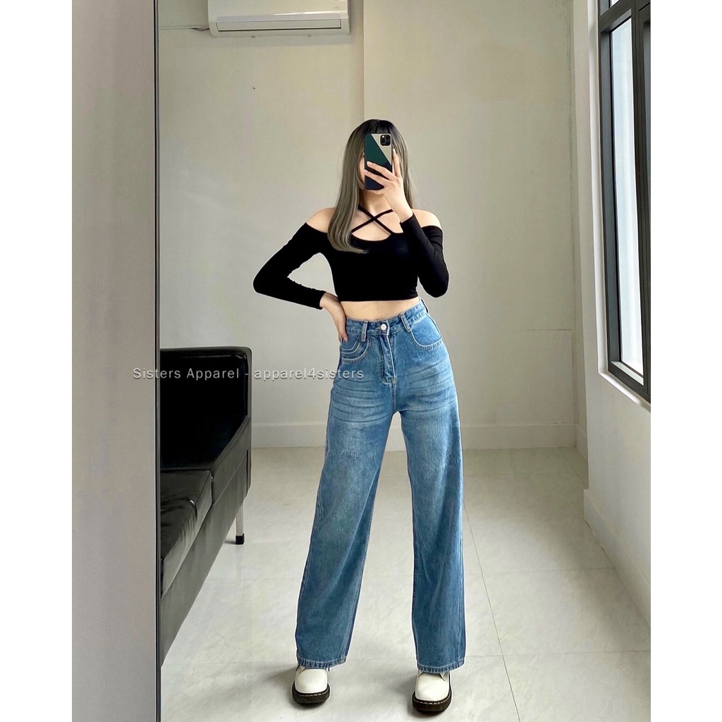 ÁO CROP TRỄ VAI 2 DÂY CHÉO (AC059)