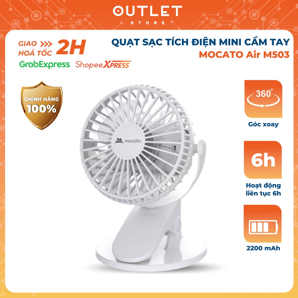 Quạt sạc tích điện MOCATO Air M503 cầm tay mini kẹp gấp gọn mát pin dung lượng cao