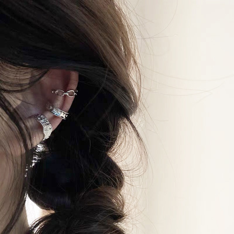 3 Khuyên tai dạng kẹp màu bạc phong cách trẻ trung dành cho nữ
