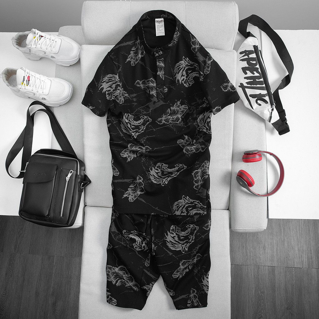 set bộ vân SÓI quần áo nam coton co dãn 4 chiều ,thiết kế mới cho anh em.