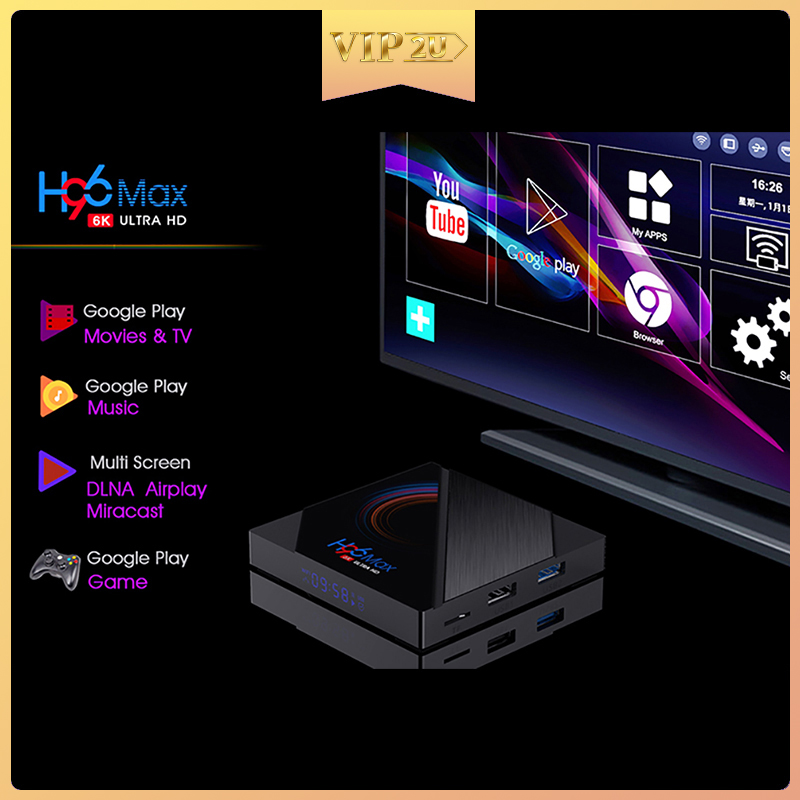 Bộ Tv Box H96 Max H616 Android 10 4g 64gb 1080p 6k Bt