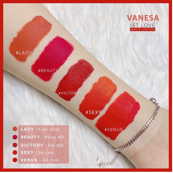 Son kem lì Vanesa First Love Edition V1 son môi che khuyết điểm và son kem màu lâu trôi | BigBuy360 - bigbuy360.vn