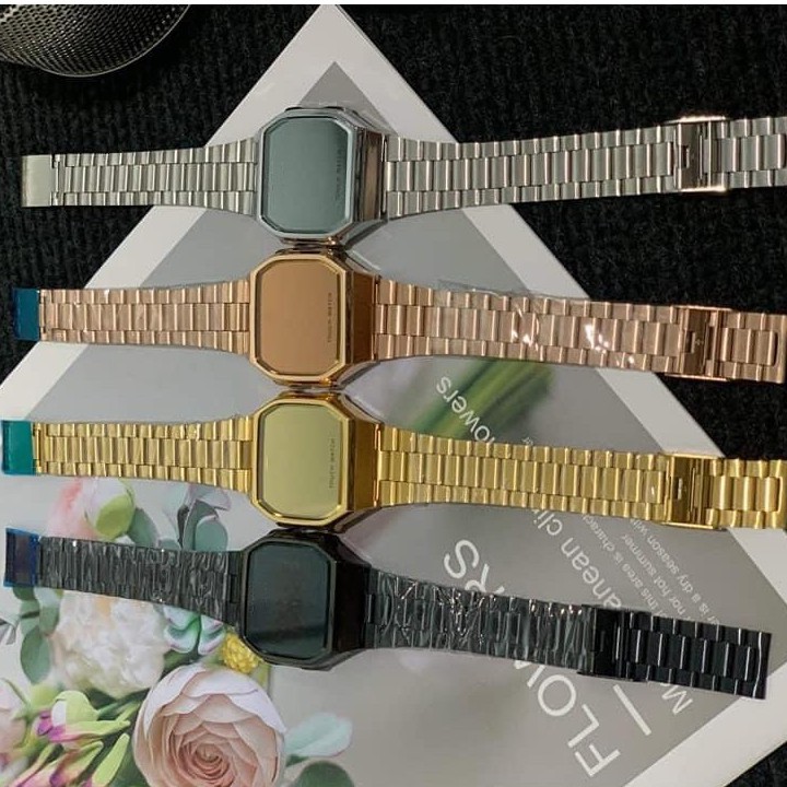 Đồng Hồ Điện Tử Unisex Touch Watch Dây Thép Cao Cấp, Mặt Tráng Gương, Đèn Led Cảm Ứng - Mẫu Hot 2021