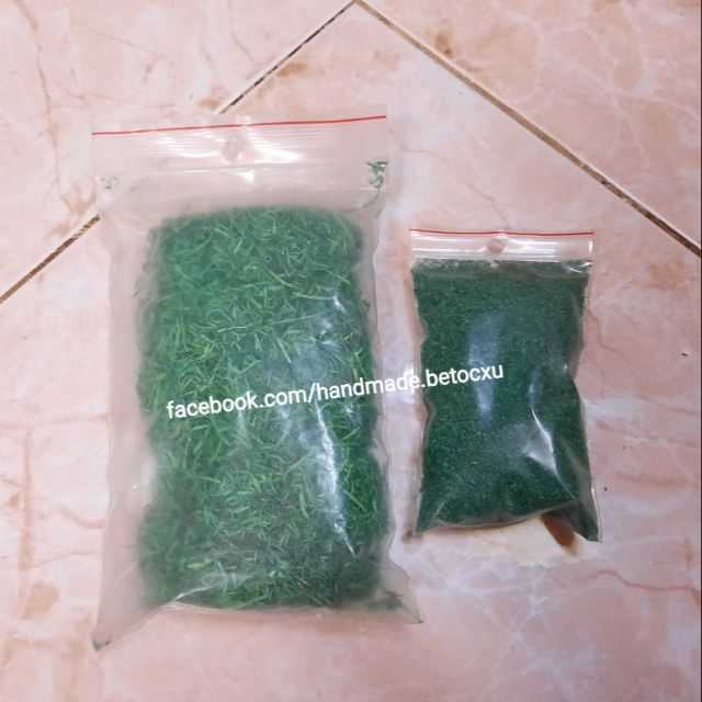 (Nguyên liệu làm DIY)_ Bột rêu sợi giả làm sân vườn nhà búp bê