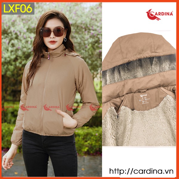 Áo khoác lông cừu nữ CARDINA chất gió xước 2 lớp cao cấp siêu nhẹ siêu ấm LXF. | BigBuy360 - bigbuy360.vn